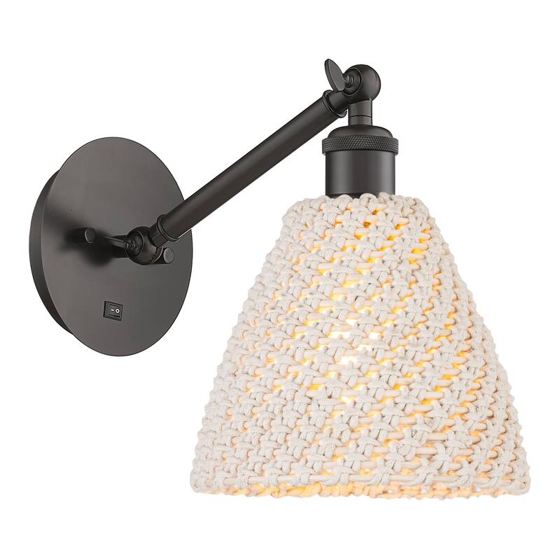 Innovations Lighting 317-1W-10-8 Bristol Natural Sconce Bristol - Oil Rubbed Bronze / Natural