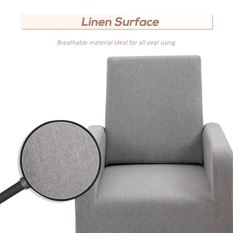 Grey Linen Eucalyptus Rocking Accent Chair with Cushioned Seat - 29.25''W x 34.75''D x 42.25''H