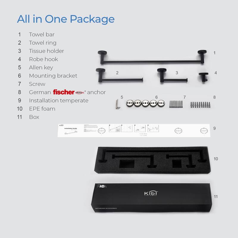 Circular 4-Piece Bathroom Hardware Set