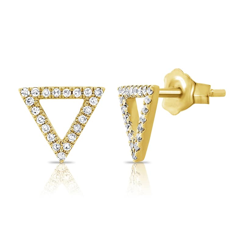 Joelle Collection Open Triangle Diamond Stud Earrings 14K Gold - Yellow