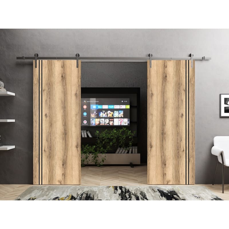 Sturdy Double Barn Door 36 x 80 with Planum 0016 Oak with 13FT