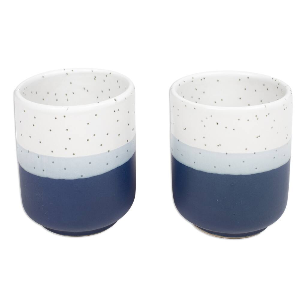 Novica Handmade Snowy Midnight Ceramic Cups (Pair)
