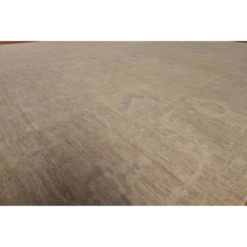 Vegetable Dye Oushak Oriental Large Rug Handmade Floral Wool Carpet - 11'10"x 14'1"