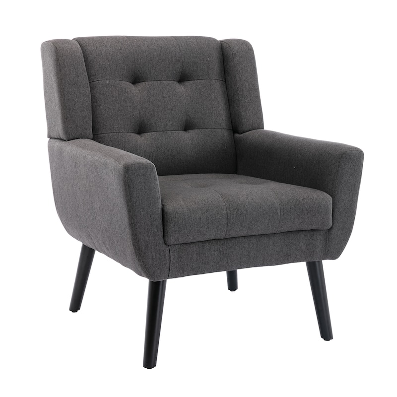 Modern Soft Linen Material Ergonomics Accent Chair Living Room Chair Bedroom Chair Home Chair With Black Legs For Indoor Home