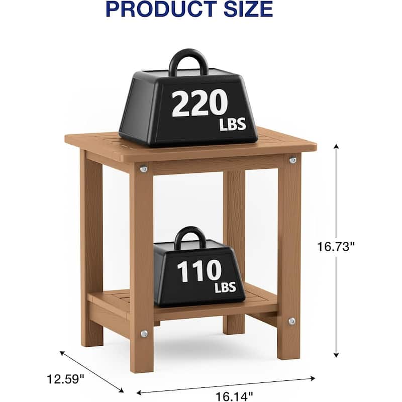 WINSOON HIPS All Weather 2 Layer Outside Table Adirondack Square Side Table