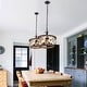 preview thumbnail 14 of 29, Cusp Barn 5-Light Farmhouse Wood Chandelier Adjustable Handmade Rustic Drum Ceiling Light Fixture Hanging Lamp for Foyer Kitchen