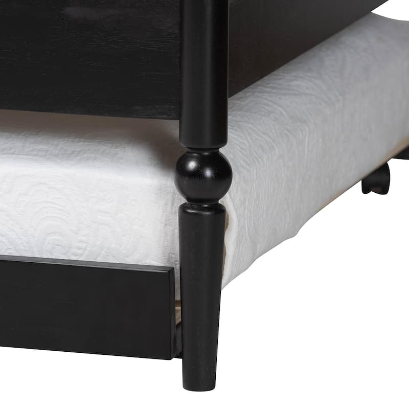 Lucera Bobbin Daybed with Rolling Trundle - Wooden Bed Frame with Turned Spindle Detailing, Classic Style Sofa Bed