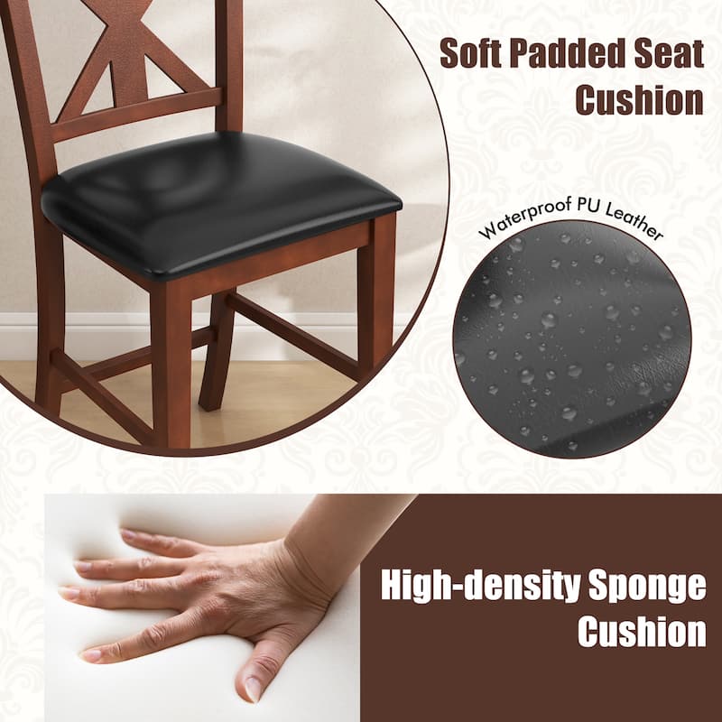 Gymax 24'' Modern Bar Stools Set of 2 w/ Hollowed High Backrest
