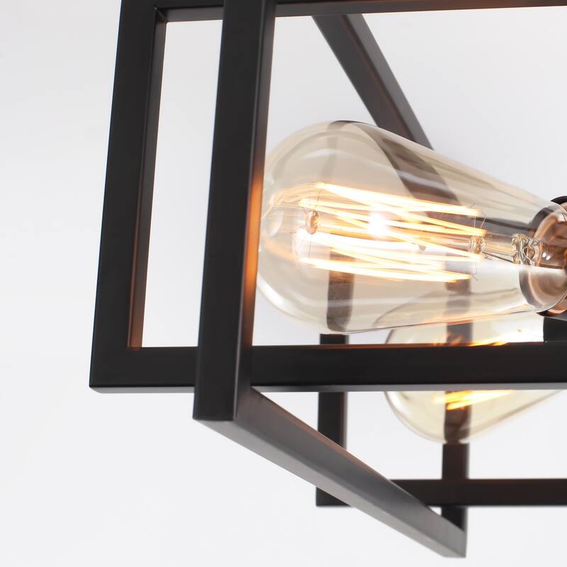 4 - Industrial Semi Flush Mount Ceiling Light Fixture - 15in - N/A