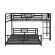 preview thumbnail 29 of 28, Twin over Full Size Metal Bunk Bed Frame with Iron Mesh Decor, L-Shaped Loft Bed with Underneath Platform Bed