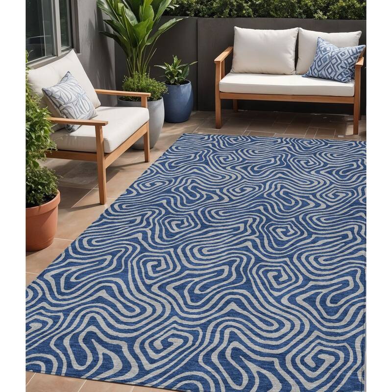 HomeRoots Abstract Transitional Rectangle Outdoor Rug - 5' X 8'