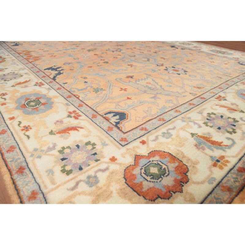 Heriz Serapi Indian Large Rug Hand-Knotted Wool Carpet - 9'8" x 14'1" - 9'8" x 14'1" - Salmon
