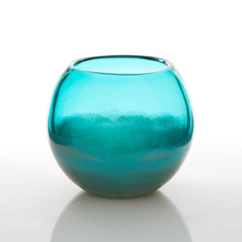 8" Aqua Blue Contemporary Solid Fish Bowl Vase
