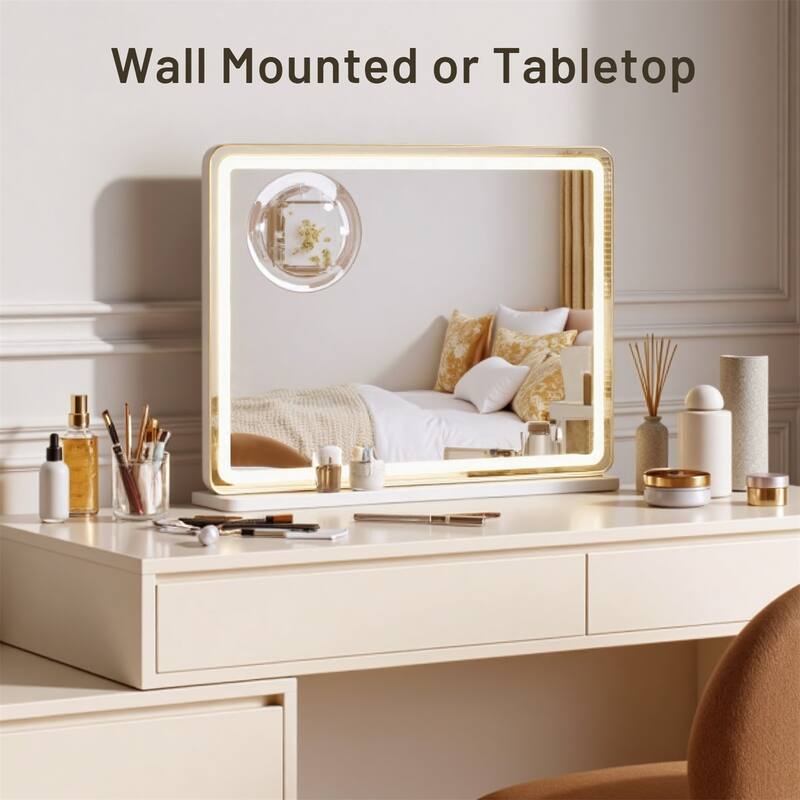 Vanity Mirror with Lights, Led Makeup Mirror, Lighted Makeup Mirror with Dimmable Lights, Smart Touch ,USB Charging Port