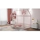 preview thumbnail 10 of 8, Pink Twin Size Metal House Bed Frame with Fence and Roof for Kids, Teens, Girls, Boys