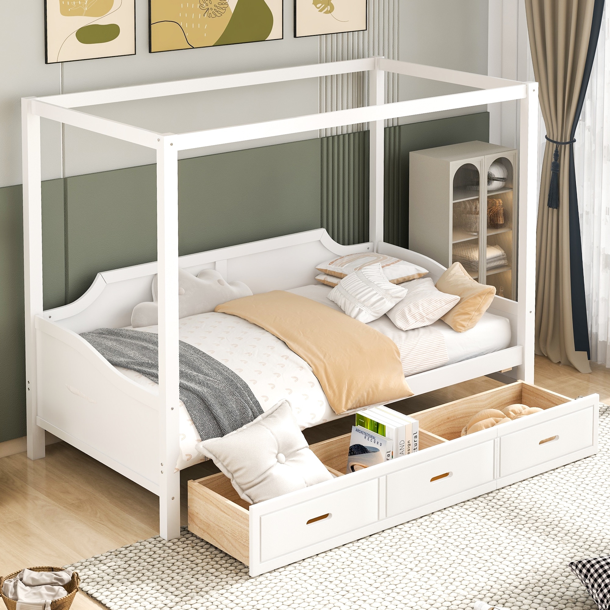Girls twin canopy bed store