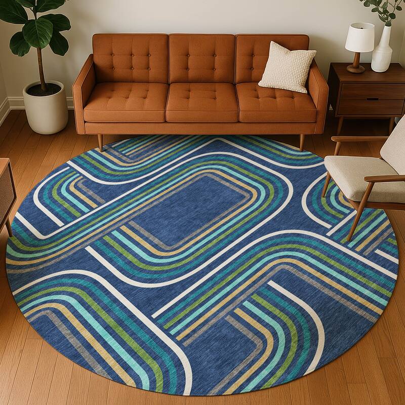 Machine Washable Indoor/ Outdoor Modern Leawood Chantille Rug