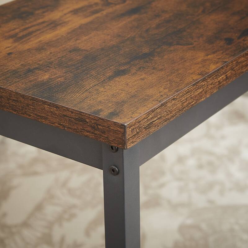 Long Bar Table Set with 3 PU Upholstered Bar Stools, Industrial Bar Table and Chairs for Kitchen Breakfast Table