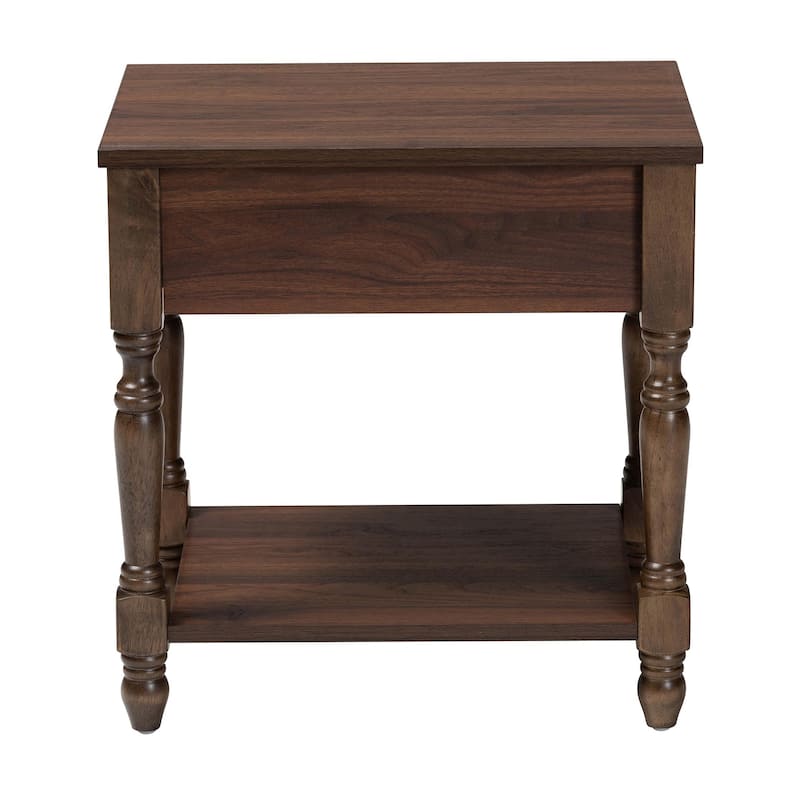 Roden Transitional Dark Brown Nightstand with Rattan