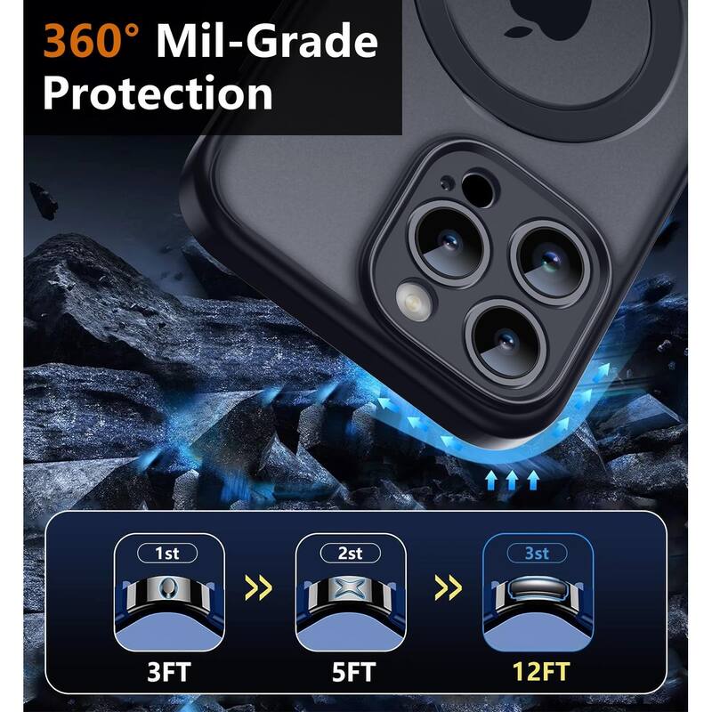 iPhone 16 Pro 360° Adjustable Stand Compatible with MagSafe, Translucent Cover with Magnetic Ring Case Non-Slip and Shockproof