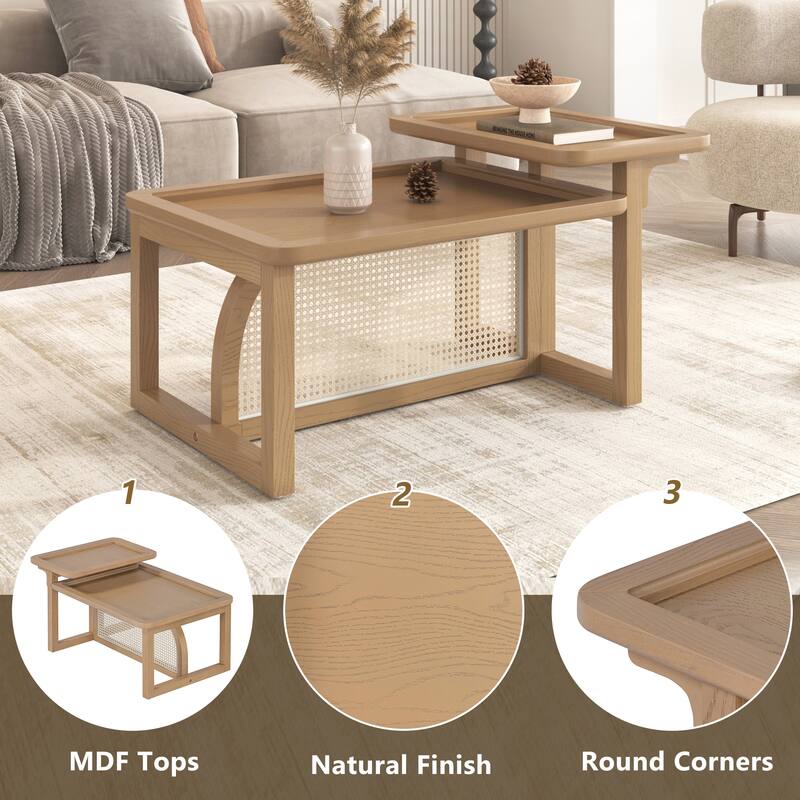Modern 2 Piece Nesting Coffee Table Set