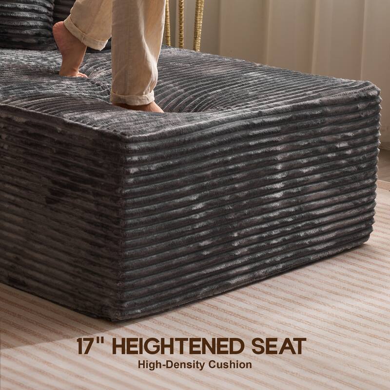 OVIOS All-Foam Cloud L-Shaped Lounger Sofa​ ​​With Ottoman​