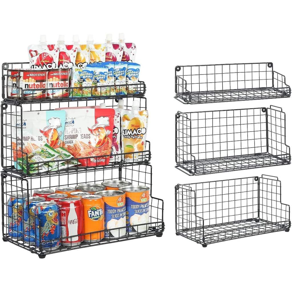 Stackable Wire Basket 3 Tier Countertop& Wall Mounted Metal Storage Basket