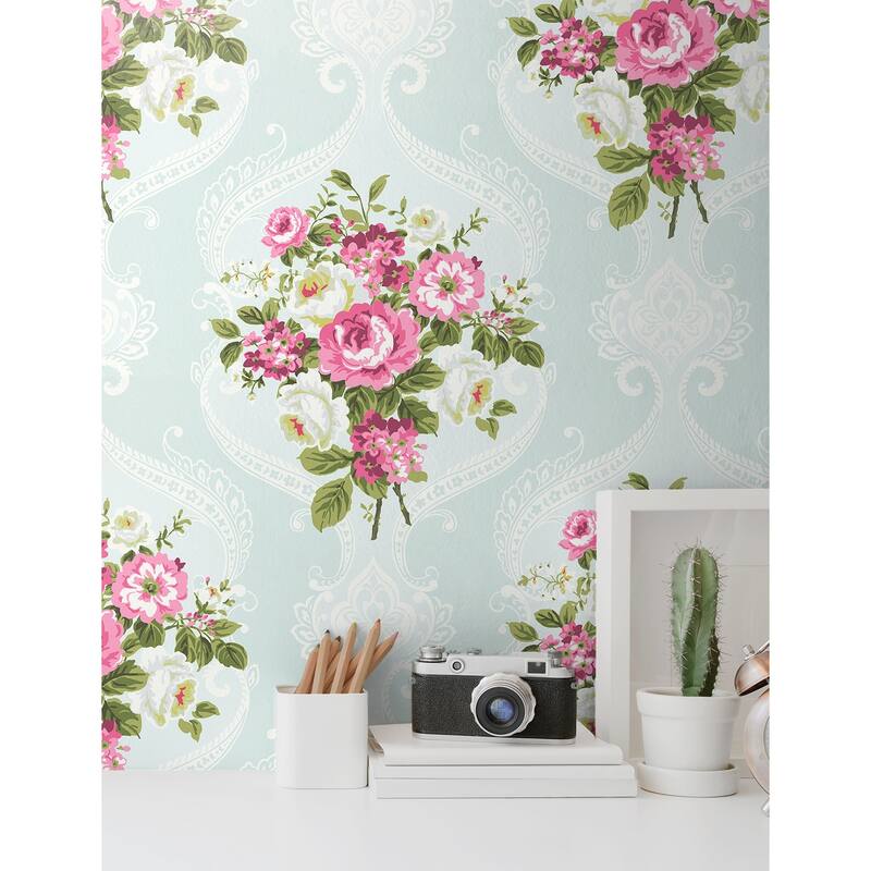 Seabrook Designs Floral Damask Unpasted Wallpaper