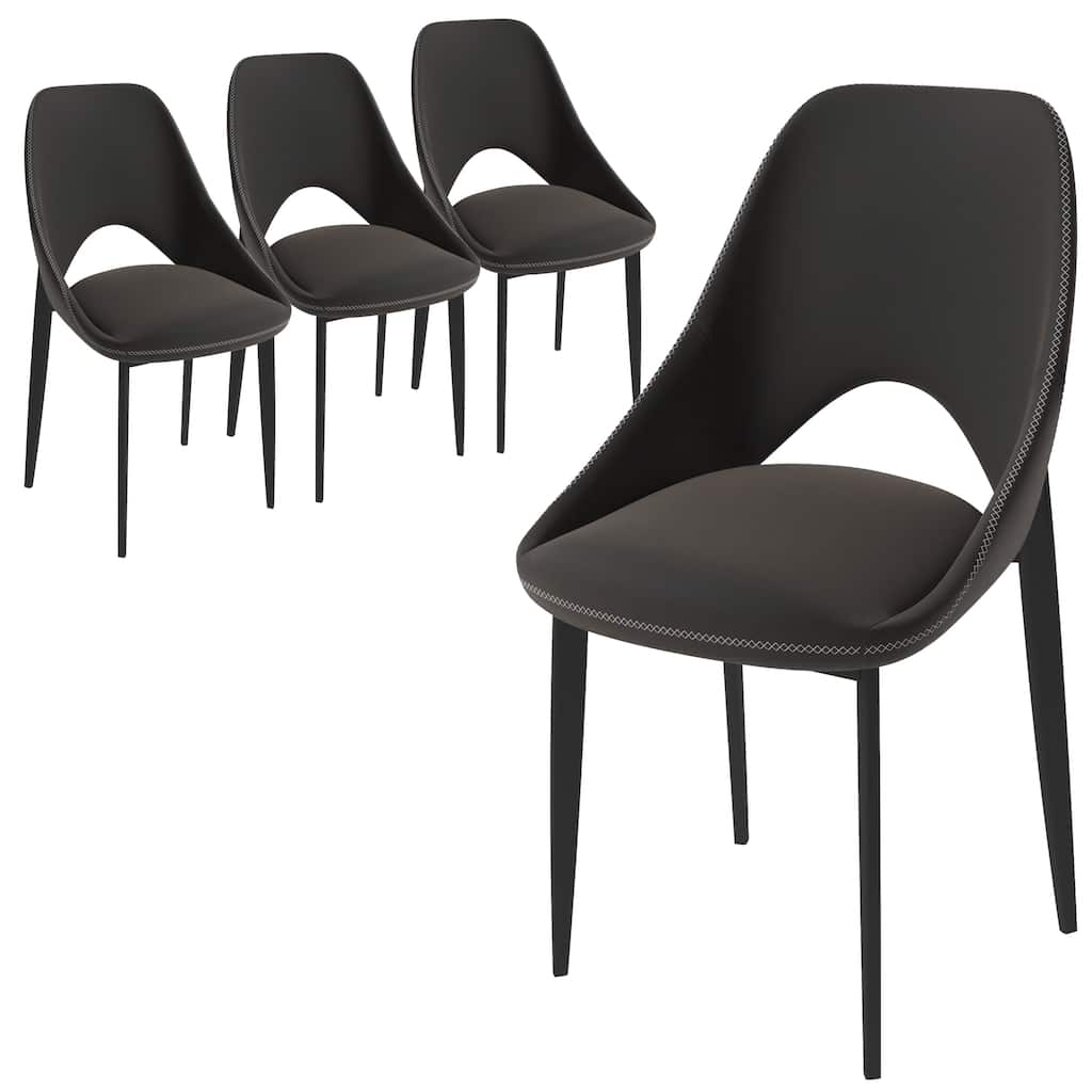 Amalfi Set of 4 Dining Chairs - Stylish & Comfortable Curved Open Back Accent Chair - Versatile Seating for Home or Apartment
