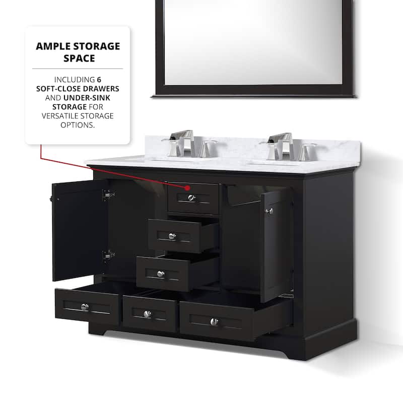 Dukes 48 in. W x 22 in. D Espresso Double Bath Vanity and Carrara Marble Top