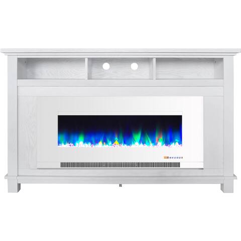 Hanover Winchester Electric Fireplace TV Stand and Color-Changing LED Heater Insert with Crystal Rock Display