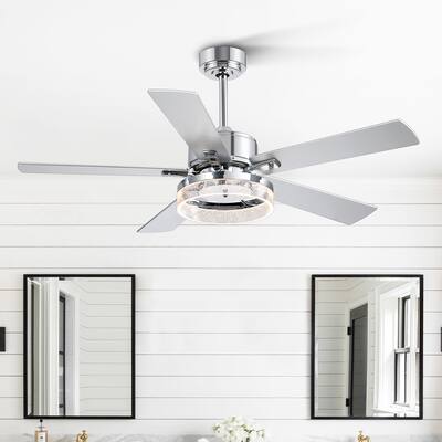 52-in Chrome Indoor Ceiling Fan with Light Remote (5-Blade)