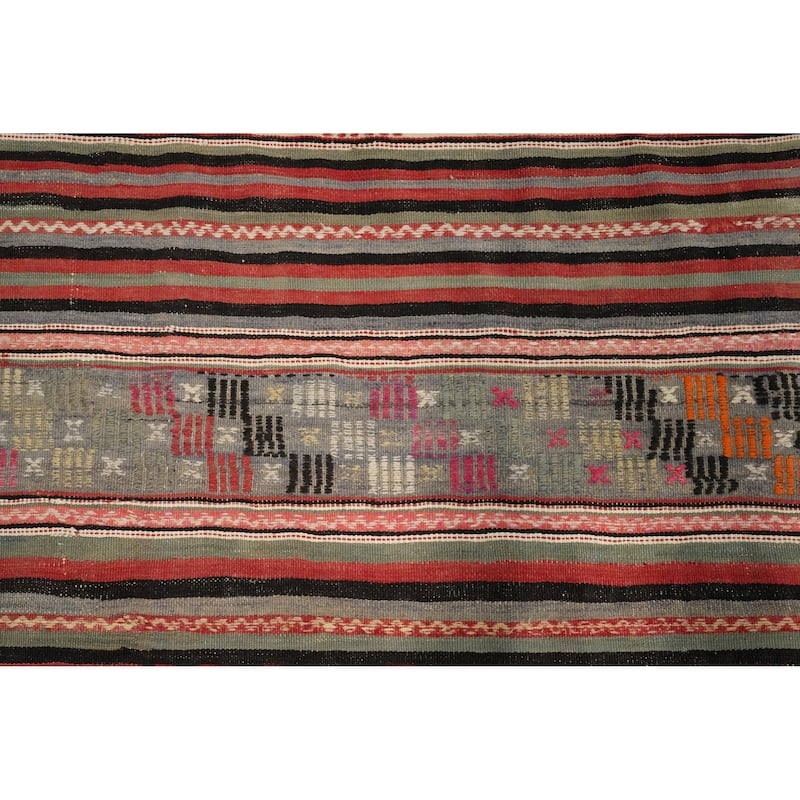 Hand Woven Oriental 100% Wool Carpet Southwestern Tribal Multi-Colored Kilim Area Rug - 8' 11'' X 5' 4''