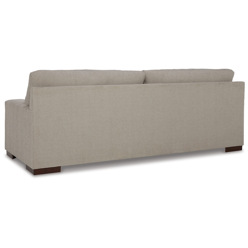 Magg 96 Inch Sofa, 4 Ivory Throw Pillows, Soft Flax Beige Polyester