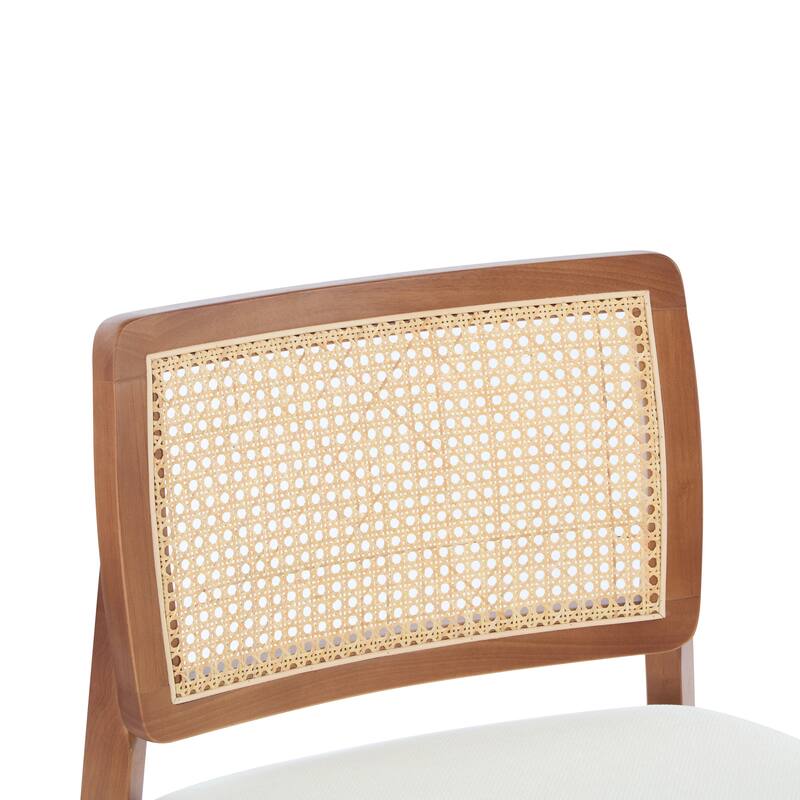 Woven Backrest Lounge Chairs (Set of 2）with Sturdy Wooden Frames, Polyester Upholstered Seats, and Minimalist Design