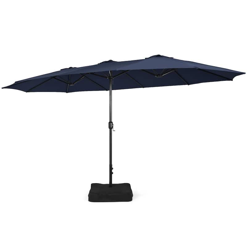 Costway 15FT Double-Sided Twin Patio Umbrella Outdoor Market with - See Details - Navy