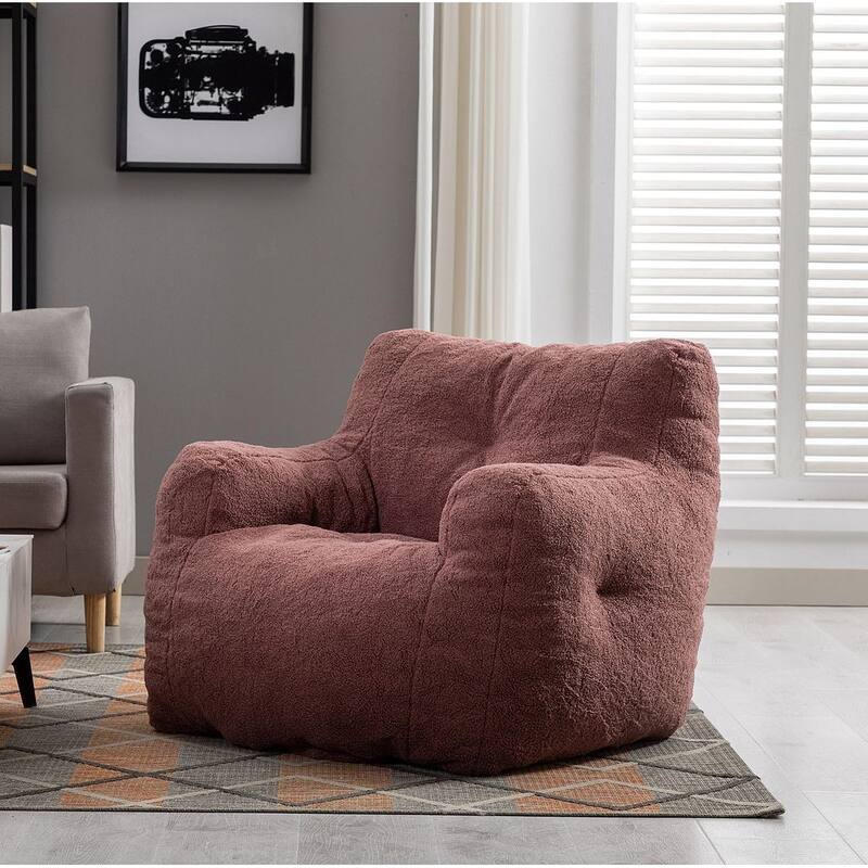 Soft Teddy Cloth Bean Bag Chair Tufted Foam Filling