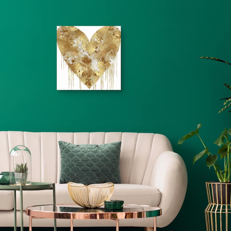 Big Hearted Gold and White by Lindsay Rodgers Canvas Art Print