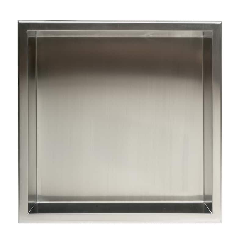 ALFI brand 16 x 16 Brushed Stainless Steel Square Single Shelf Bath Shower Niche - Grey