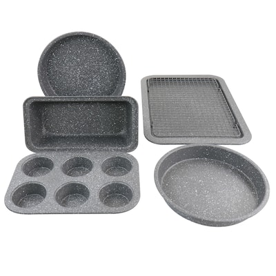 Oster 6 Piece Carbon Steel Non Stick Bakeware Set in Greystone - Silver