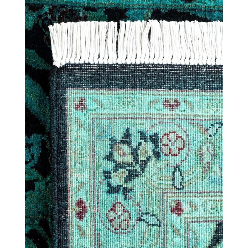 Overton Hand Knotted Wool Vintage Inspired Modern Contemporary Overdyed Blue Area Rug - 2' 7" x 4' 4"
