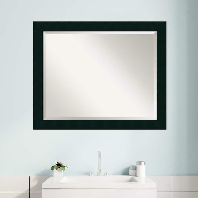 Beveled Wood Bathroom Wall Mirror - Tribeca Black Frame - Outer Size: 32 x 26 in