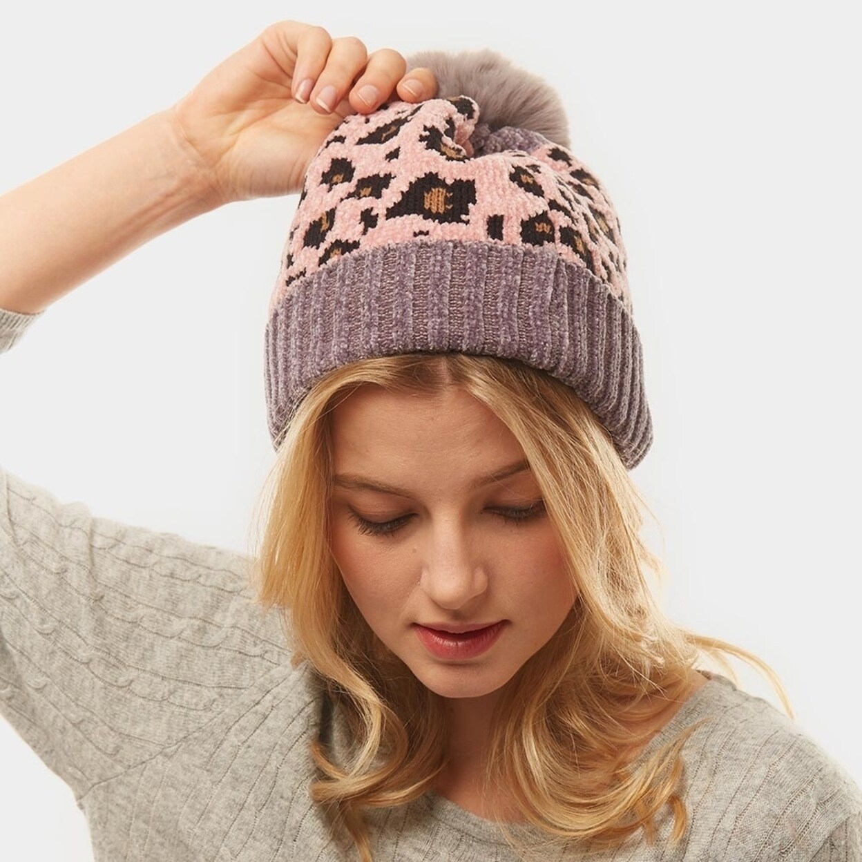 Leopard print beanie womens clearance