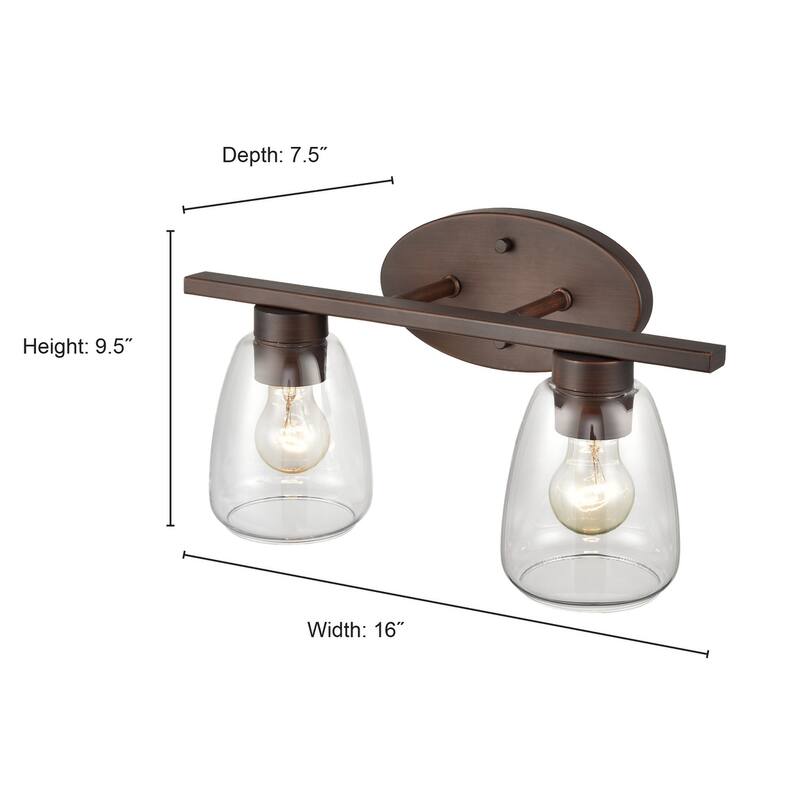 Millennium Lighting 2 Light Bathroom Vanity Fixture in Multiple Finishes with Clear Glass Shades