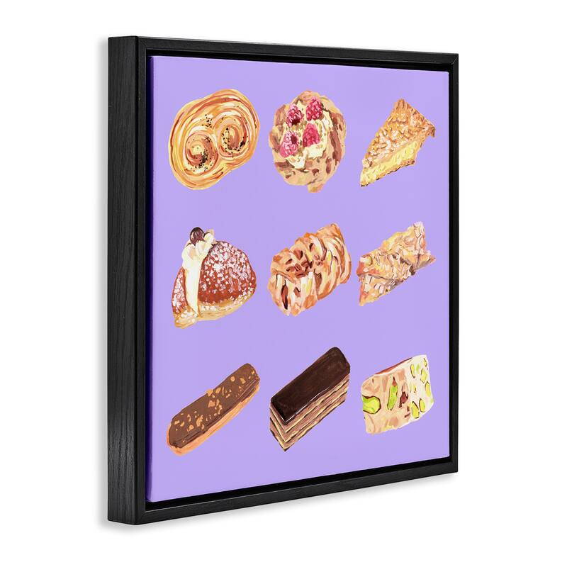 Stupell Bakery Goods on Purple Framed Floater Canvas Wall Art Design By Melissa Wang