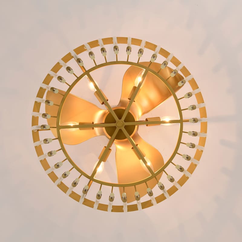 Anita 25-inch Matte Gold 6 Lights 3 Blades Lighted Ceiling Fan with Remote