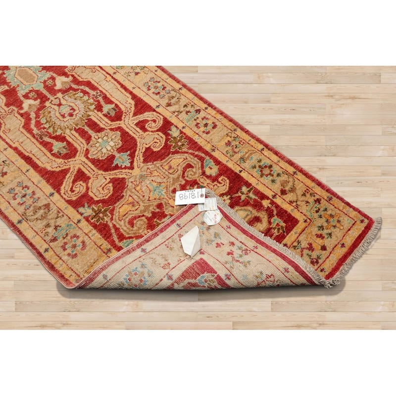 Hand Knotted Chobi Peshawar Rust Persian Wool Traditional Area Rug - 2' 9'' x 13' 11''