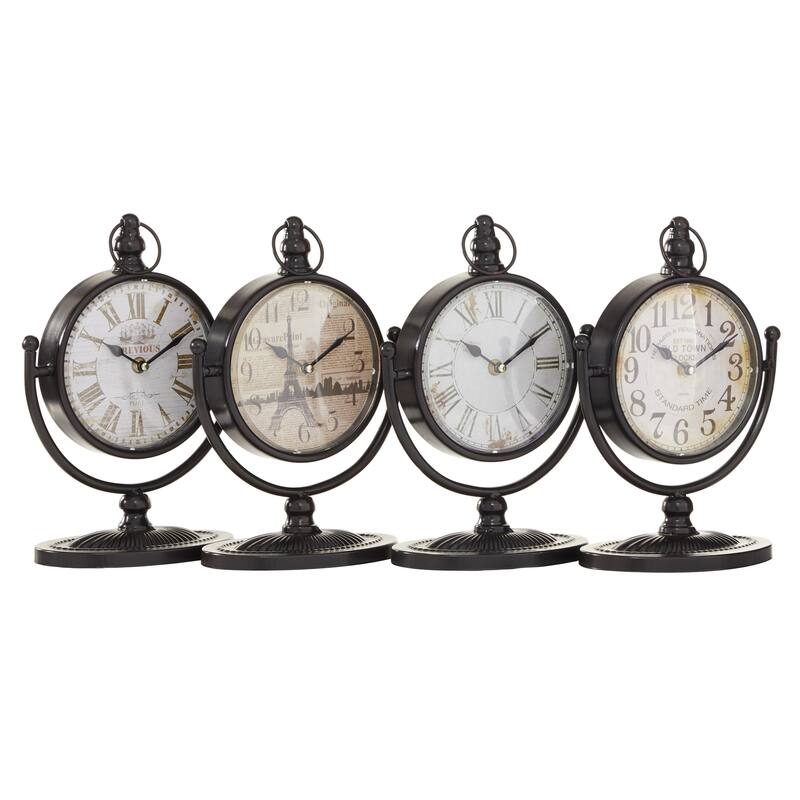 Metal Clock with Swing Stand - Set of 4 Black - Roche River Decor