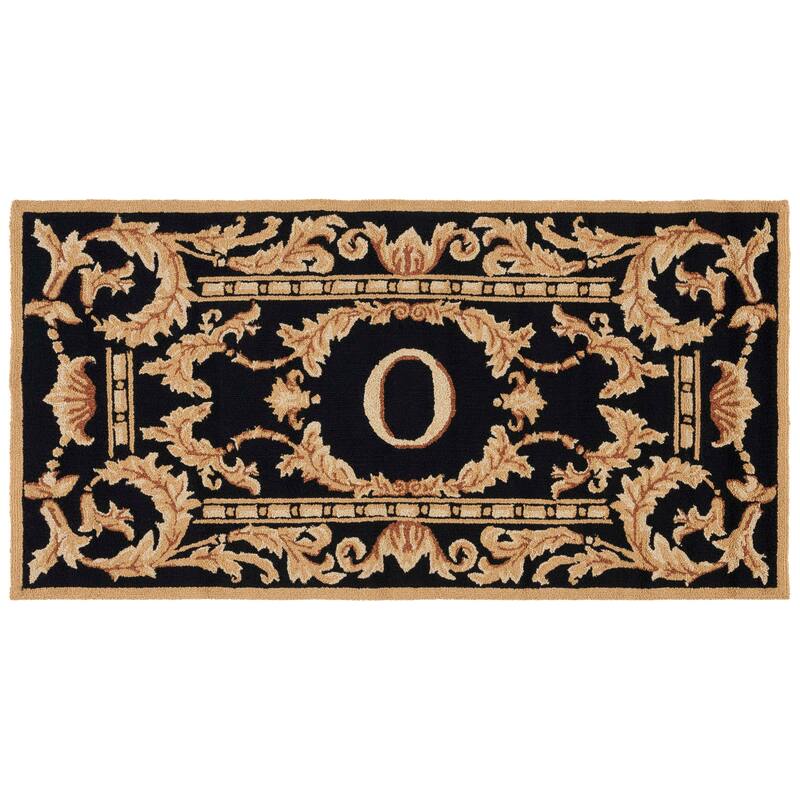 SAFAVIEH Handmade Monogram Berendine Casual Rug - 3' x 6' Runner - O - Black - Runner