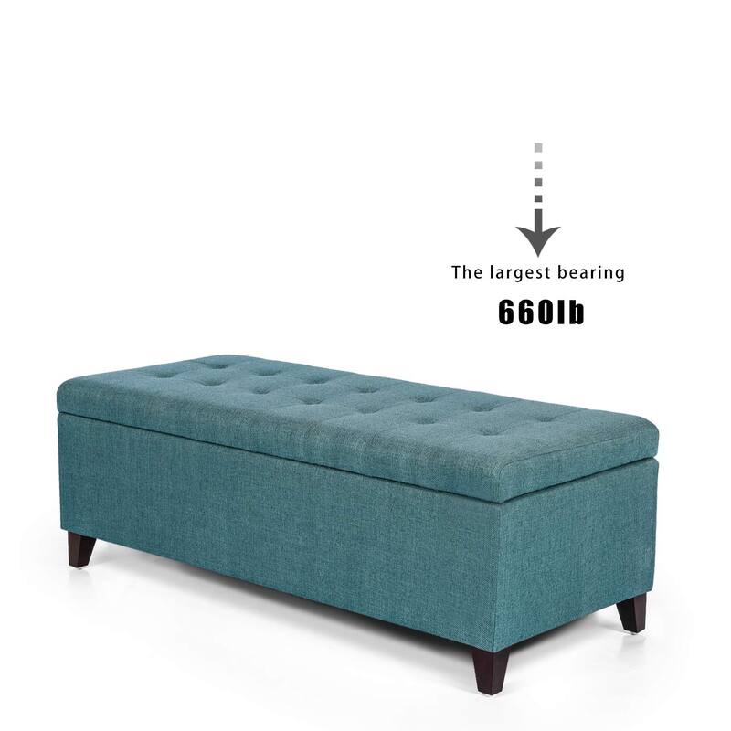 Copper Grove Joaquin Turquoise Blue Fabric Storage Ottoman Bench